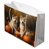 Akita Puppy Herfst Delight Pompoen Groot Cadeauzakje (Achterkant Gekanteld)