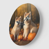 Akita Puppy Herfst Delight Pompoen Grote Klok (Hoek)