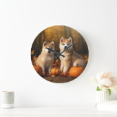 Akita Puppy Herfst Delight Pompoen Grote Klok (Huis)