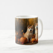 Akita Puppy Herfst Delight Pompoen Koffiemok (Voorkant rechts)