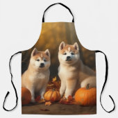 Akita Puppy Herfst Delight Pompoen Schort (Voorkant)