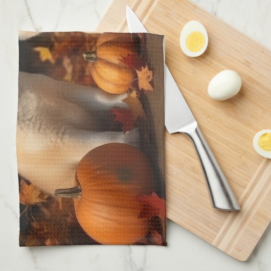 Akita Puppy Herfst Delight Pompoen Theedoek (Quarter Fold)