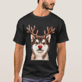 Akita Reindeer Christmas Lights Dog Lover Xmas Paj T-shirt (Voorkant)