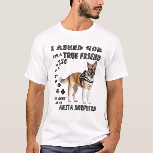Akita Shepherd Quote mam Pap Costume, Shepkita Pol T-shirt (Voorkant)