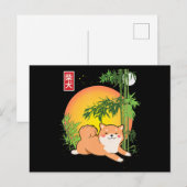 akita shiba inu hond van japan bamboo vuurvliegend uitnodiging briefkaart (Voorkant / Achterkant)