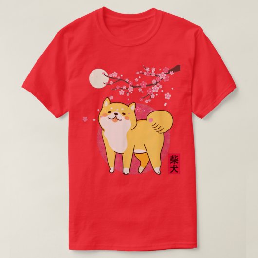 Akita Shiba van Cherry Blossom T-shirt (Design voorkant)