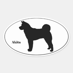 Akita SIlhouette Ovale Sticker