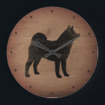 Akita Silhouette Rustic Grote Klok<br><div class="desc">Akita Lover's wandklok. Het houtontwerp is bedrukt,  niet echt hout.</div>
