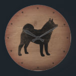 Akita Silhouette Rustic Grote Klok<br><div class="desc">Akita Lover's wandklok. Het houtontwerp is bedrukt,  niet echt hout.</div>