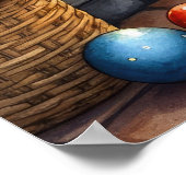 Akita Sitting by Fireplace with Christmas Lights Poster (Hoek)