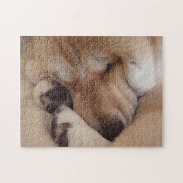 akita slaappelpootjes erg schattige hond legpuzzel