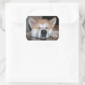 akita slaappng ronde sticker (Tas)