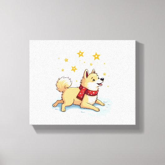 Akita Snowball Vechthond Canvas Afdruk (Voorkant)