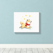 Akita Snowball Vechthond Canvas Afdruk (Insitu (Houten vloer))
