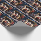 Akita Snowy Sleigh Ride Kerstdecoratie Cadeaupapier (Hoek)