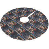 Akita Snowy Sleigh Ride Kerstdecoratie Kerstboom Rok (Gekanteld)