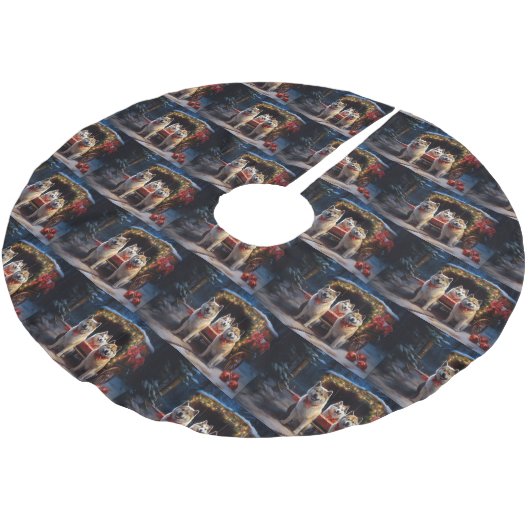 Akita Snowy Sleigh Ride Kerstdecoratie Kerstboom Rok (Gekanteld)