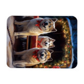 Akita Snowy Sleigh Ride Kerstdecoratie Magneet (Horizontaal)
