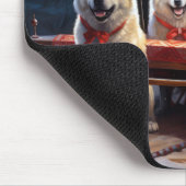 Akita Snowy Sleigh Ride Kerstdecoratie Muismat (Hoek)