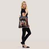 Akita Snowy Sleigh Ride Kerstdecoratie Tote Bag (Op model)