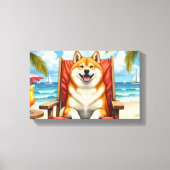 Akita strand relax scène canvas afdruk (Voorkant)