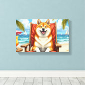 Akita strand relax scène canvas afdruk (Insitu (Houten vloer))