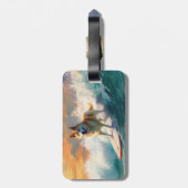 Akita Strand Surfen Schilderij Bagagelabel (Achterkant verticaal)