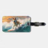Akita Strand Surfen Schilderij Bagagelabel (Achterkant horizontaal)