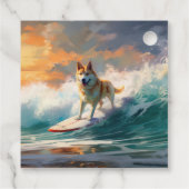 Akita Strand Surfen Schilderij Bedankjes Labels (Achterkant)