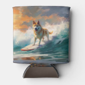 Akita Strand Surfen Schilderij Blikjeskoeler (Voorkant)