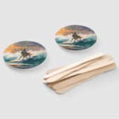 Akita Strand Surfen Schilderij Handwaaier (Niet-gemonteerd)