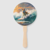 Akita Strand Surfen Schilderij Handwaaier (Voorkant)