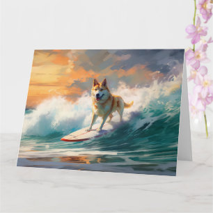 Akita Strand Surfen Schilderij Kaart