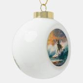 Akita Strand Surfen Schilderij Keramische Bal Ornament (Links)