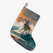 Akita Strand Surfen Schilderij Kleine Kerstsok (Voorkant (Hangend))