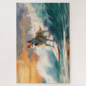 Akita Strand Surfen Schilderij Legpuzzel (Verticaal)