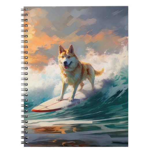 Akita Strand Surfen Schilderij Notitieboek (Voorkant)