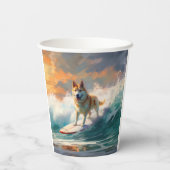 Akita Strand Surfen Schilderij Papieren Bekers (Achterkant)