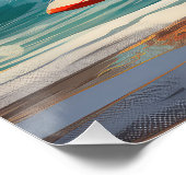 Akita Strand Surfen Schilderij Perfect Poster (Hoek)