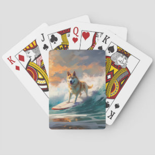 Akita Strand Surfen Schilderij Pokerkaarten