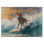 Akita Strand Surfen Schilderij Snijplank (Voorkant)