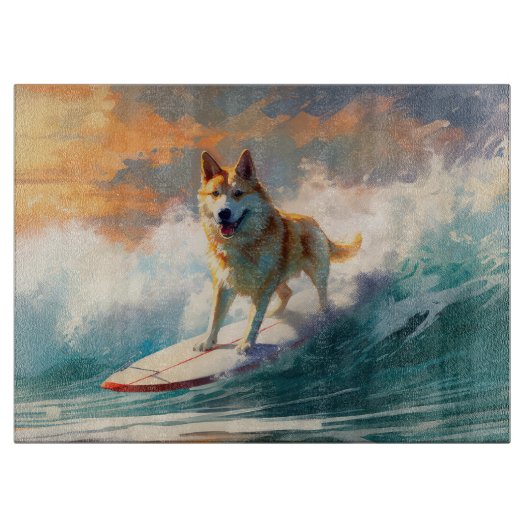Akita Strand Surfen Schilderij Snijplank (Voorkant)
