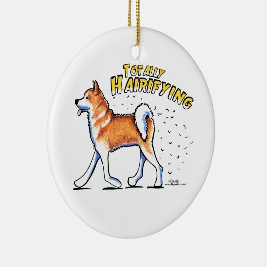 Akita Totally Hairifying Keramisch Ornament (Rechts)