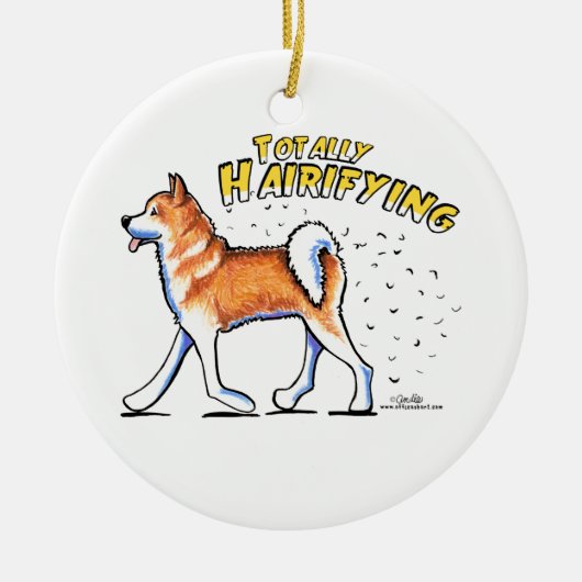 Akita Totally Hairifying Keramisch Ornament (Voorkant)