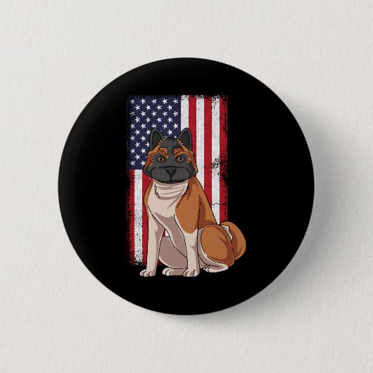 Akita USA Vlag Ronde Button 5,7 Cm (Voorkant)