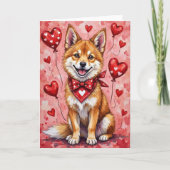 Akita Valentine’s Day Dog with Hearts Red Kaart (Voorkant)