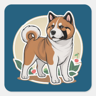 Akita Vierkante Sticker