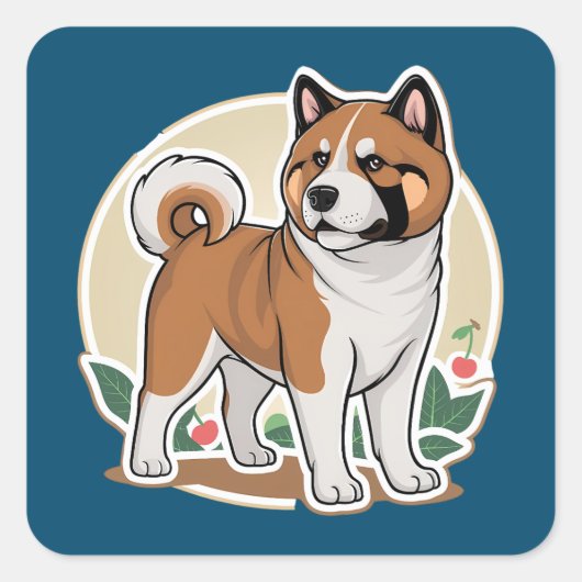 Akita Vierkante Sticker (Voorkant)