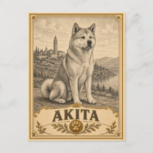 Akita, Vintage Heritage Hond Briefkaart