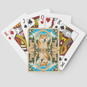 Akita, Vintage Waterverf Honden Kunst Pokerkaarten